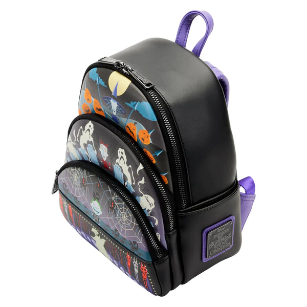Loungefly Disney Nightmare Before Christmas Glow Triple Pocket Lock Shock Barrell Oogie Boogie Mini Backpack